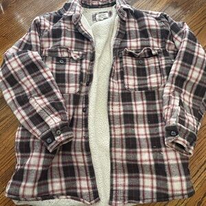 Levi's Plaid Sherpa-Lined Shirt Jacket - Brown, Red & Cream